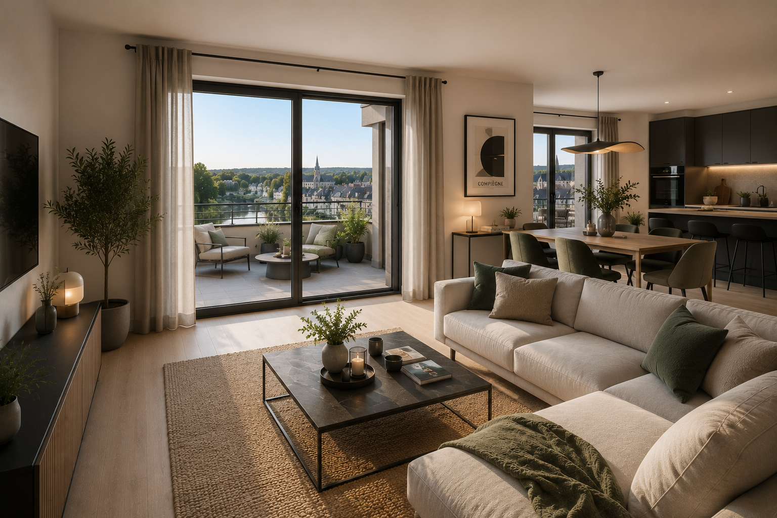 COMPIÈGNE / VENETTE – 3 PIECES DERNIER ÉTAGE AVEC TERRASSE PLEIN SUD-OUEST