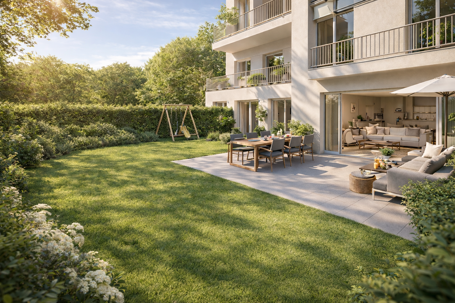 VOTRE MAISON EN APPARTEMENT – 4 PIÈCES de 82m² AVEC JARDIN 70 m² + PKG – À 10 MIN DE LA GARE